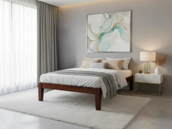 Hugo Solid Wood Diwan with 4 Inches Mattress